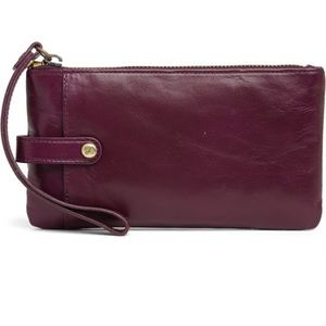 HOBO King Leather Wristlet (with Card Slots), Eggplant, NWT